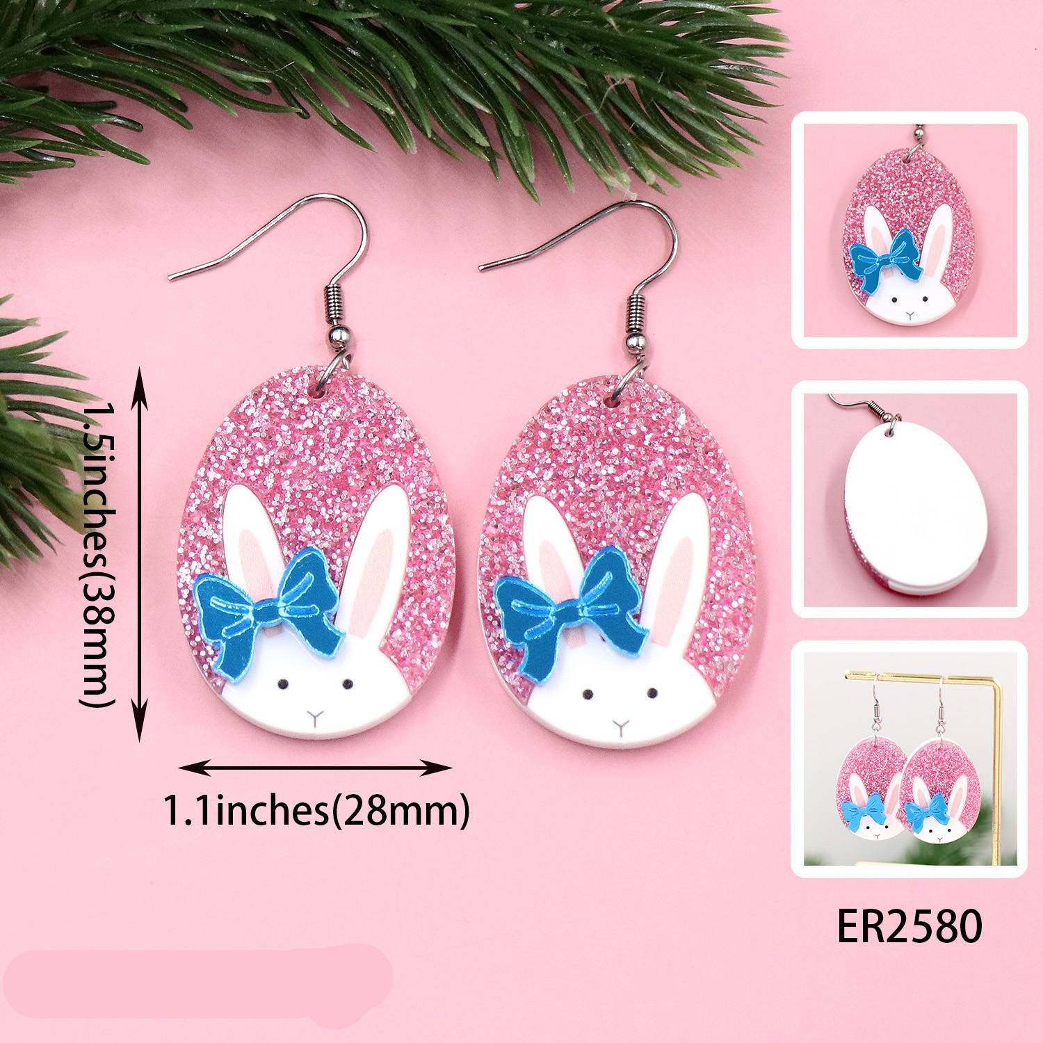 Wholesale Acrylic Easter Handmade White Shell Black Shell Double Layer Flower Earrings