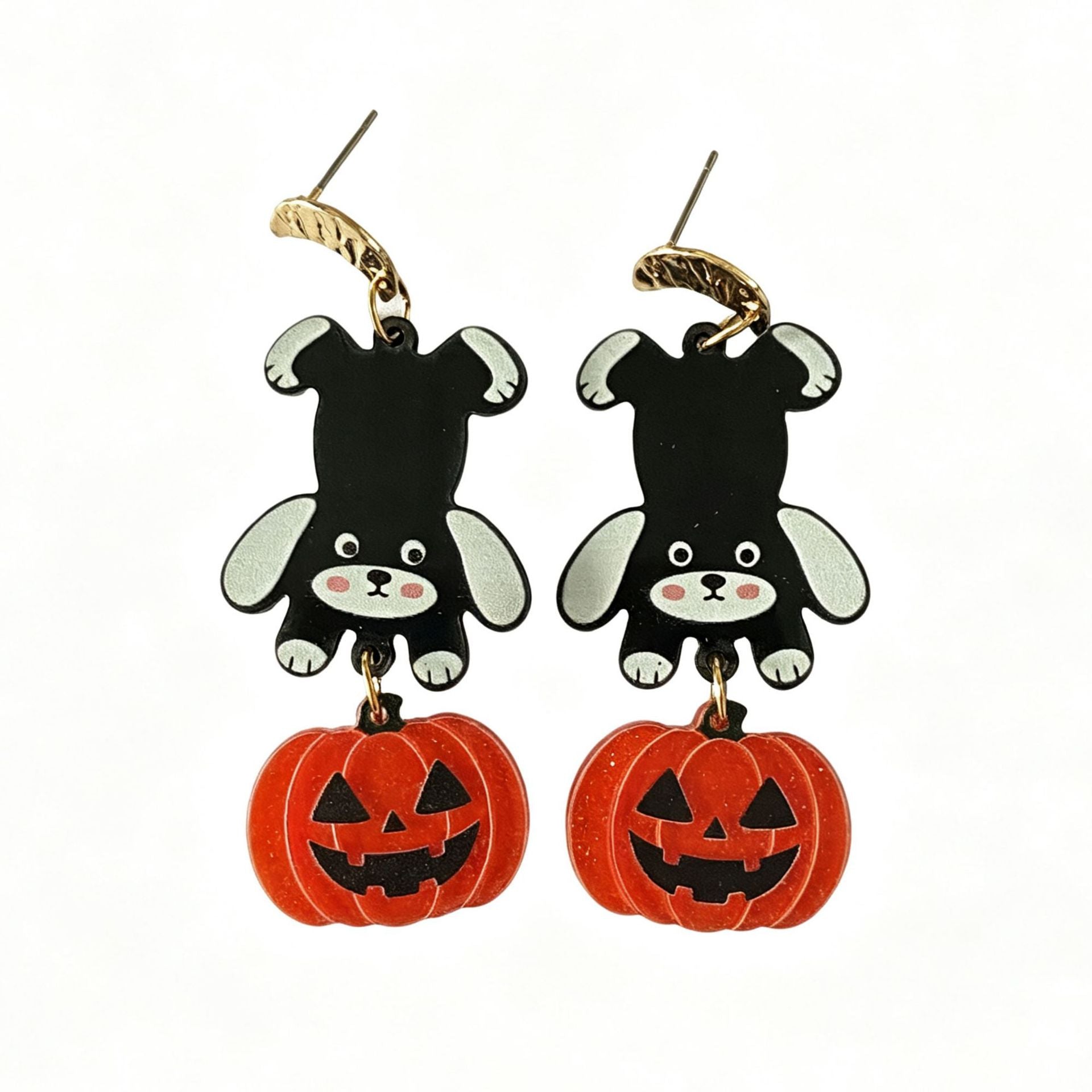 Wholesale  Acrylic Earrings For Women Cute Puppy Black Cat Pumpkin Theme Party Jewelry Accessory For Resale