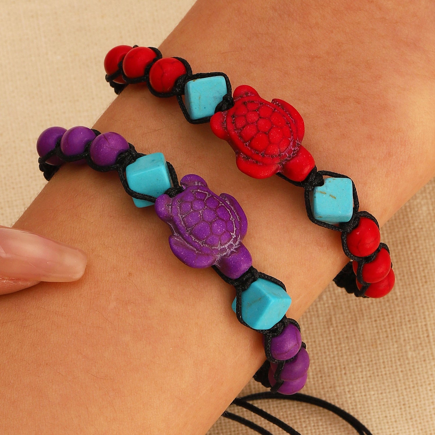 Wholesale  beach holiday style alloy turtle handmade bracelet