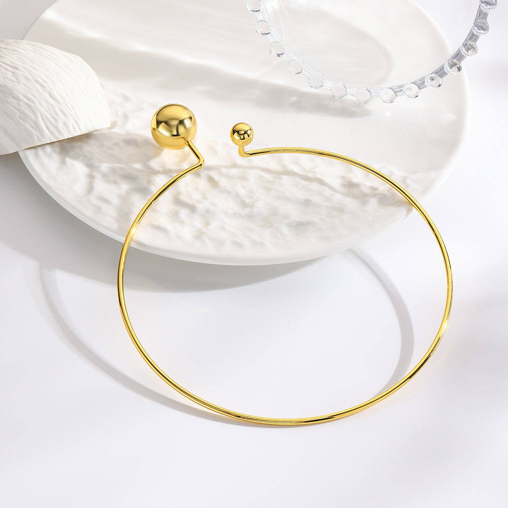 Wholesale  18K Gold Hollow Round Bead Open Collar Charm Bracelet