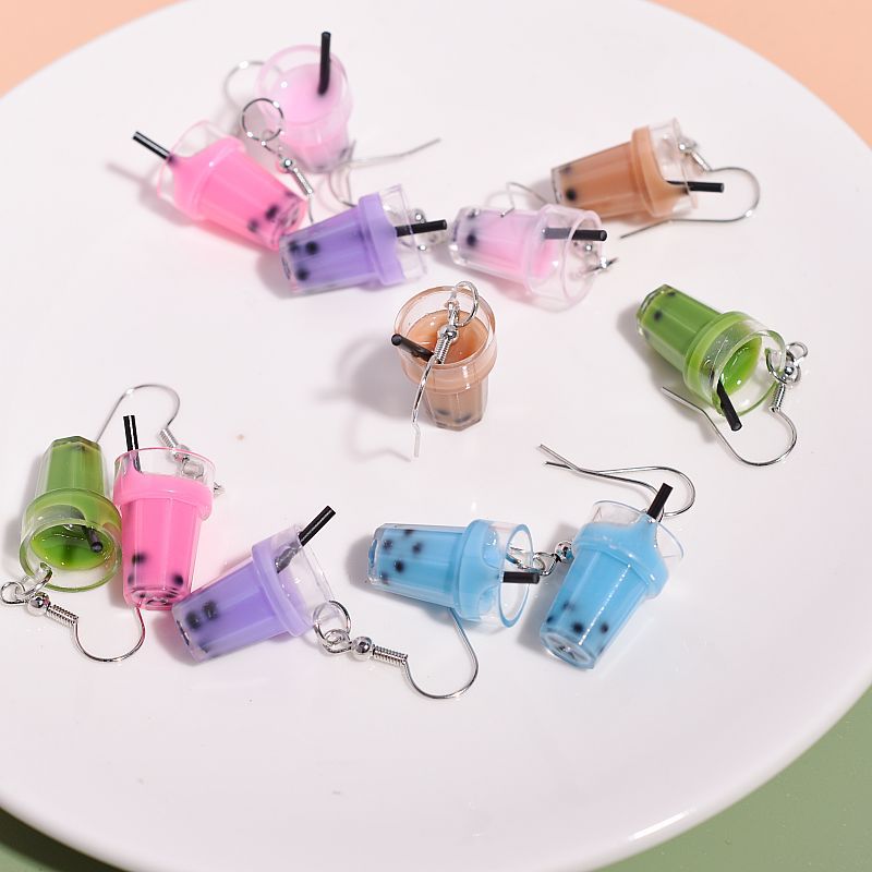 Wholesale Resin Pearl Milk Tea Earrings ACC-ES-Xunt001