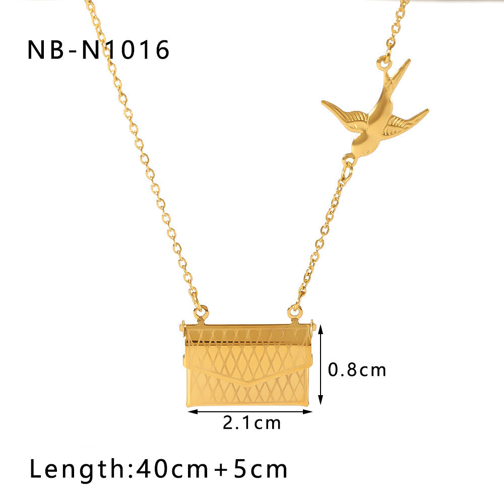 Wholesale titanium steel gold plated 18k book album love pendant zircon necklace