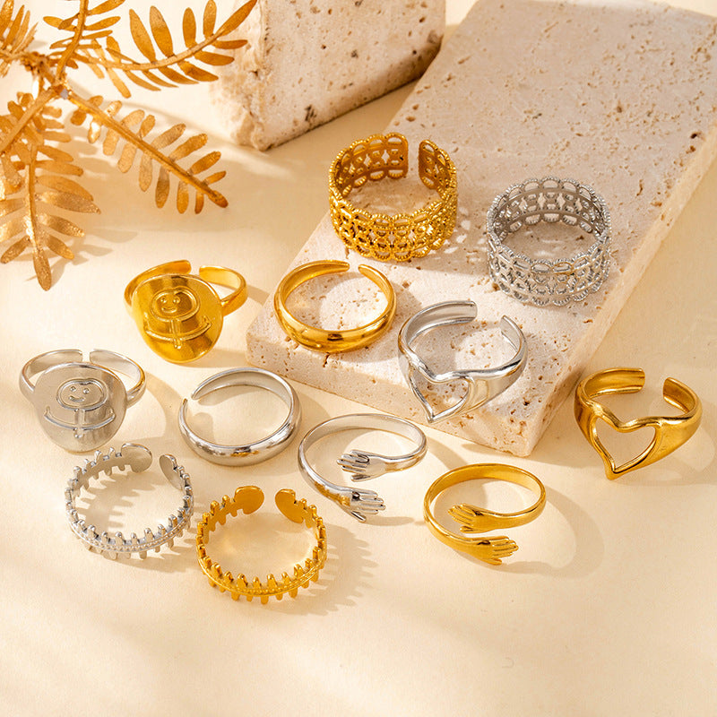 Wholesale  geometric popular love encircling titanium steel irregular ins style simple  ring