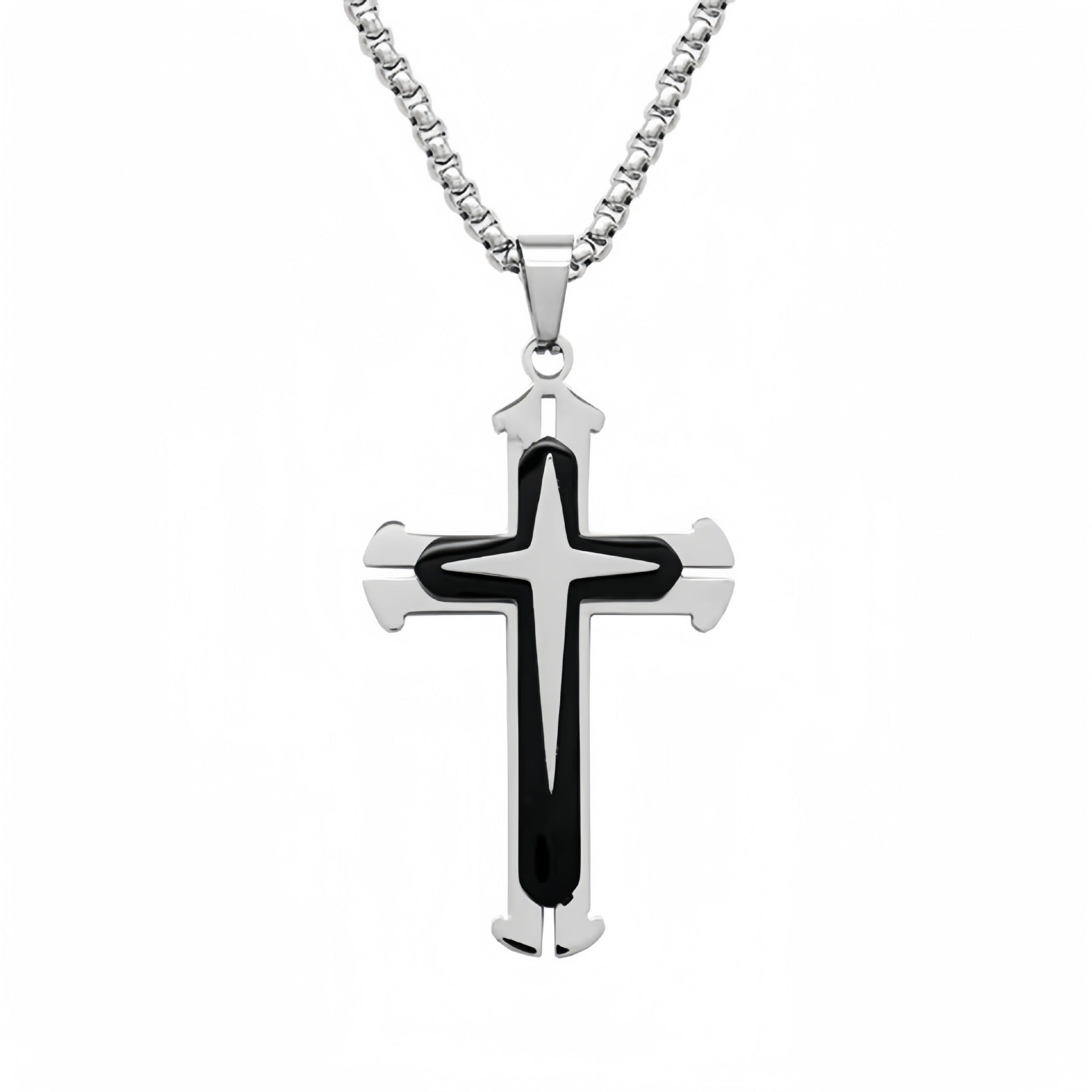 Wholesale Polished Titanium Steel Cross Pendant Necklace Hip Hop Style Fashion Accessory