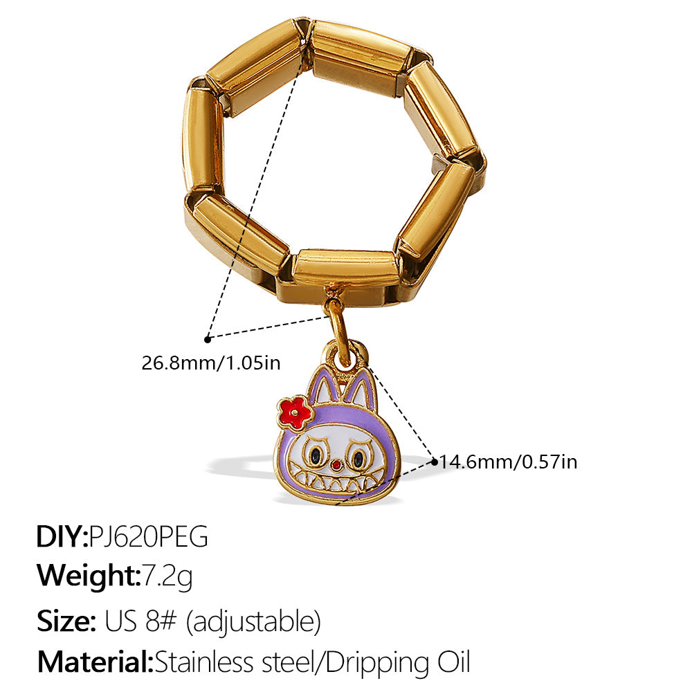 Wholesale Stainless Steel 18K Gold-Plated Pendant Ring Oil Dripping Accessible Luxury Hot-Selling Popular Pendant Ring Jewelry