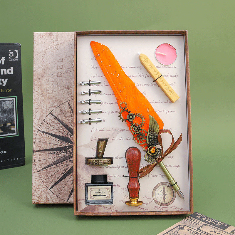 Wholesale retro feather pen suit  gift box