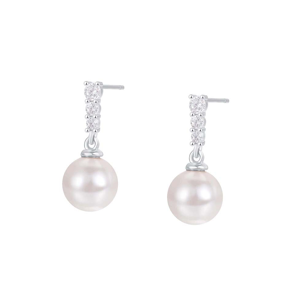 Wholesale S925 sterling silver light luxury super flash diamond round bead earrings
