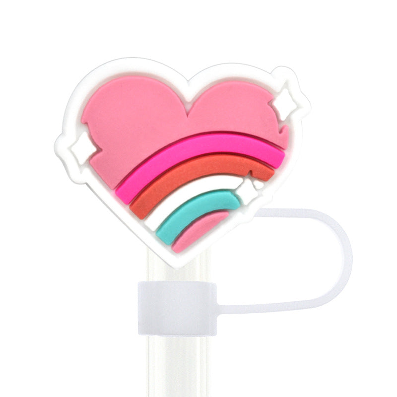 Wholesale Random 100pcs 10mm Straw Tube Cap Colored Love PVC Soft Rubber Straw Plugs ACC-SCR-RYYY017