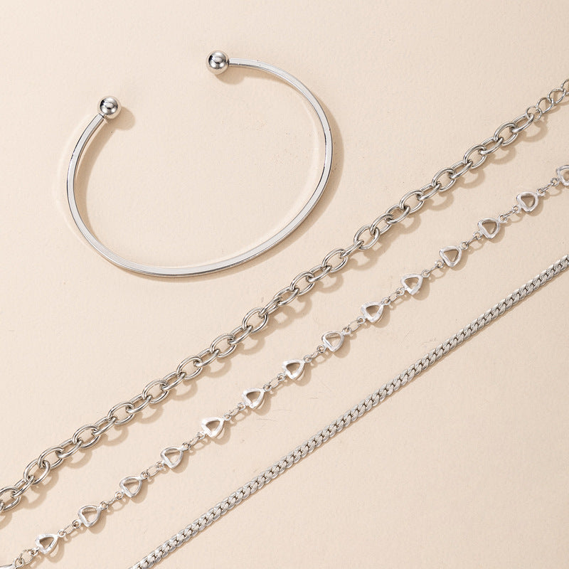 Wholesale 4pcs Silver Bracelet Valentine's Day Love Retro Bracelet ACC-BT-YongGe011