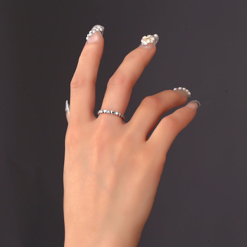 Wholesale S925 Sterling Silver Love Retro Zircon Ring