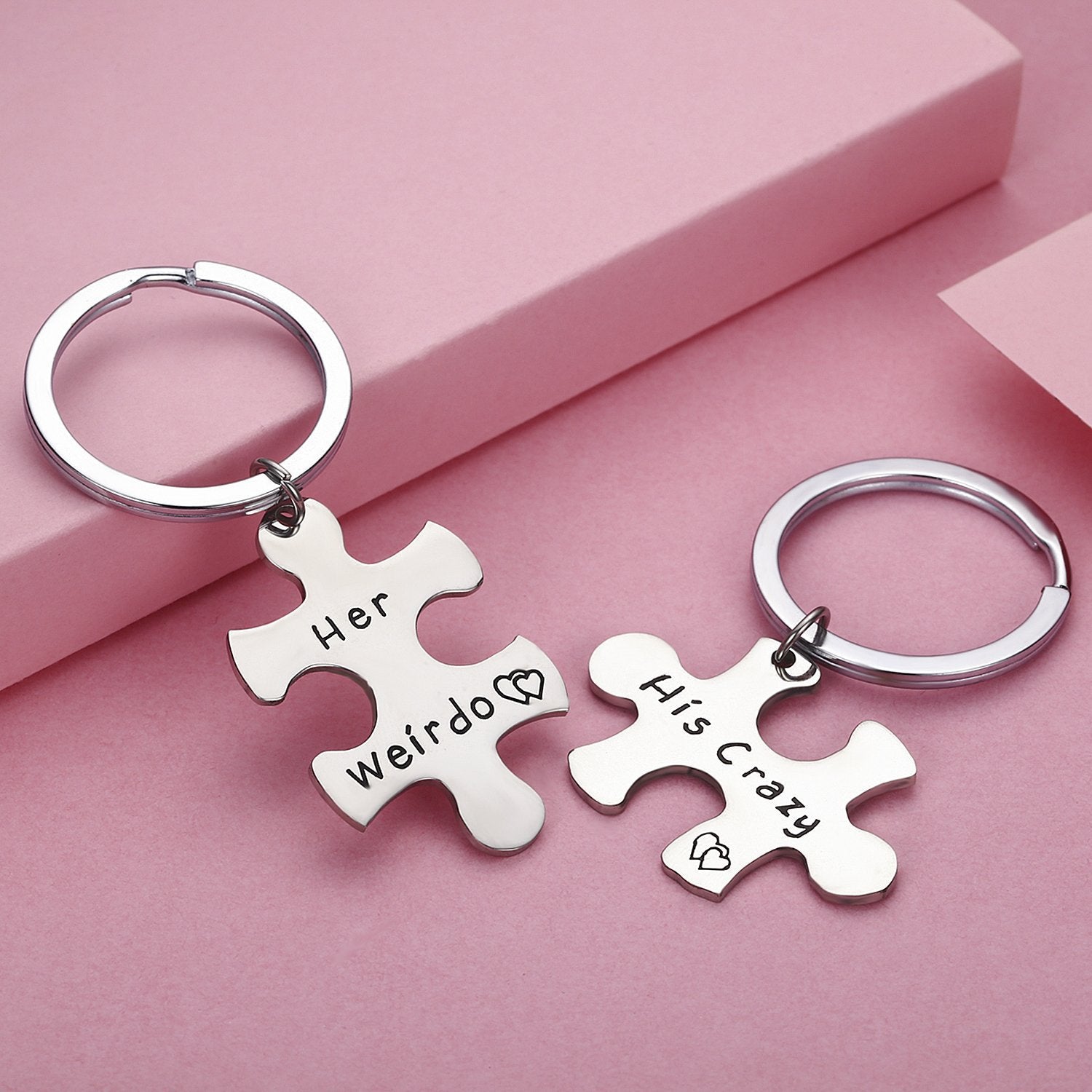 Wholesale Stainless Steel Puzzle Couple Keychain His Crazy Her Weirdo Gift Fashion Accessory