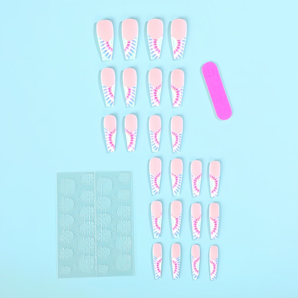 Wholesale 24 Pieces/ box Rainbow Circle Removable Ballet Manicure Press on Nail