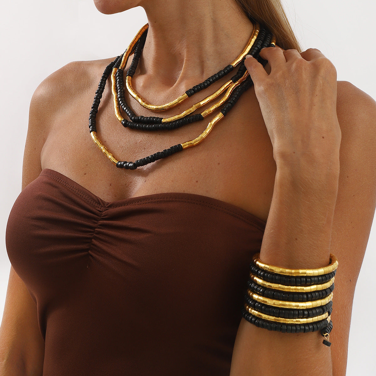 Collana con bracciale impilabile multistrato Street Punk all'ingrosso