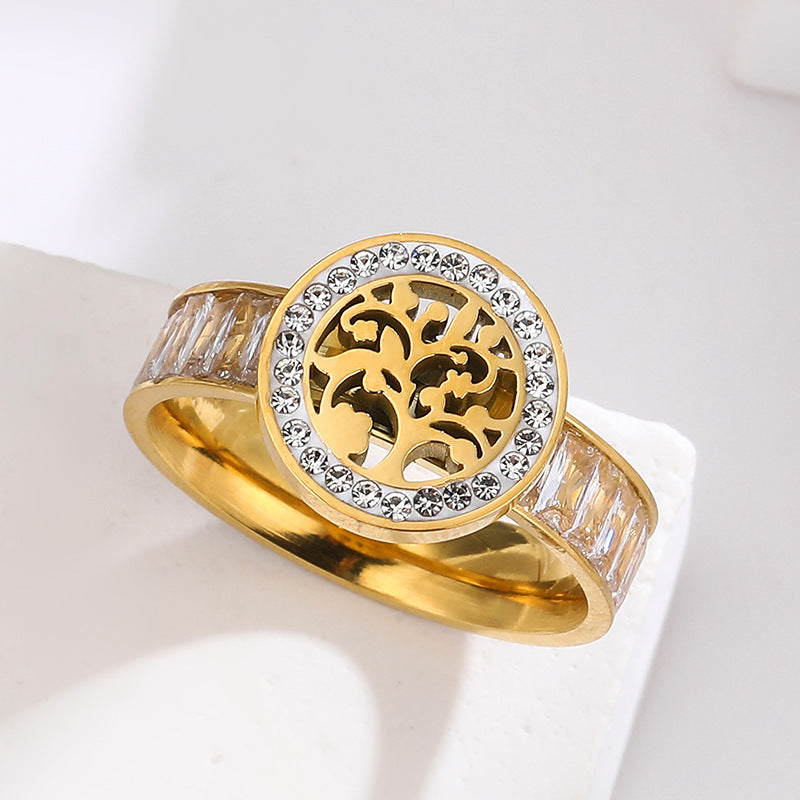 Wholesale Titanium Steel Tree of Life Exaggerated Ring