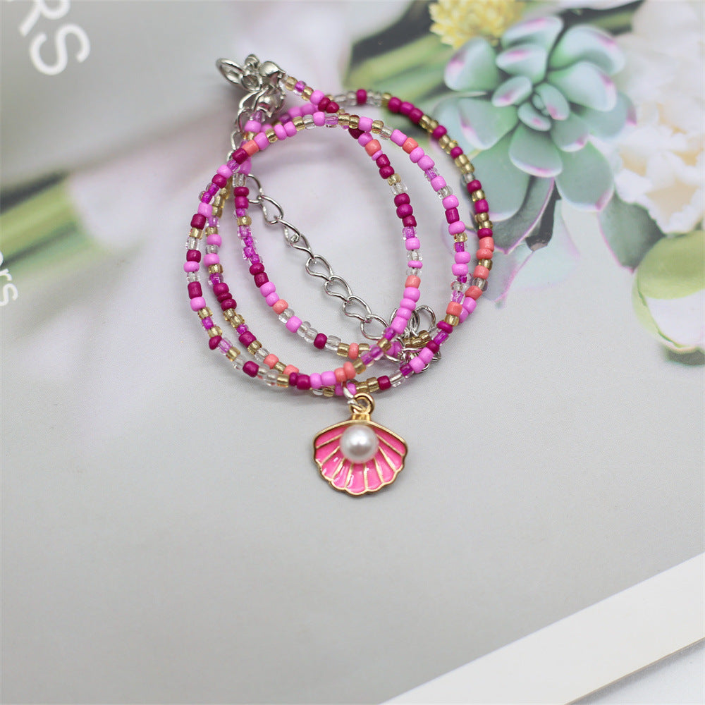 Wholesale Colorful Beaded Necklace Bohemian Shell Pearl Clavicle Necklace