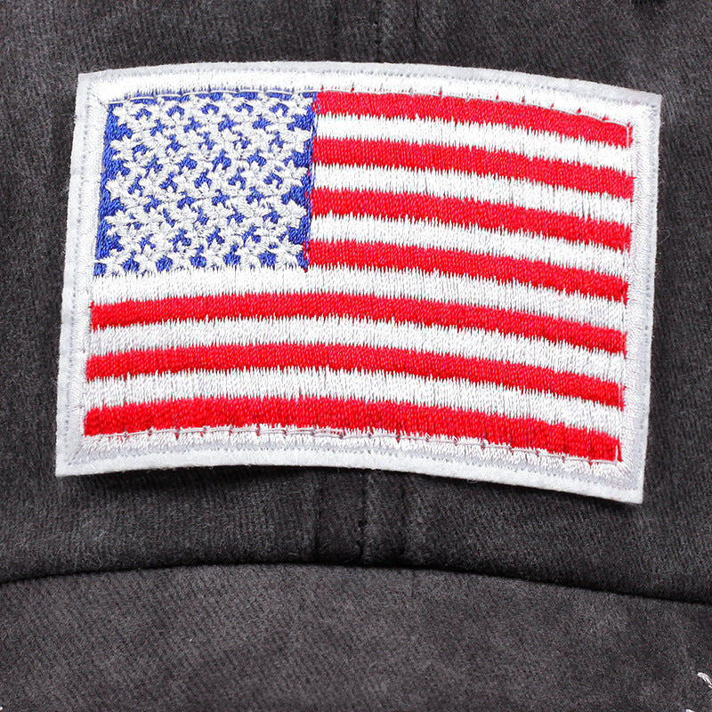Wholesale American Flag Hat Raw Edge Cotton Baseball Cap ACC-HT-QiNiao011