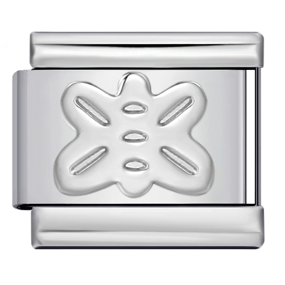 Wholesale  Italian moduleTitanium steel convex silver stamping pattern DIY bracelet