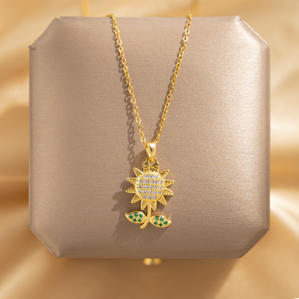 Wholesale Titanium Steel Zircon Clavicle Chain Necklace Korean Style Jewelry Accessory