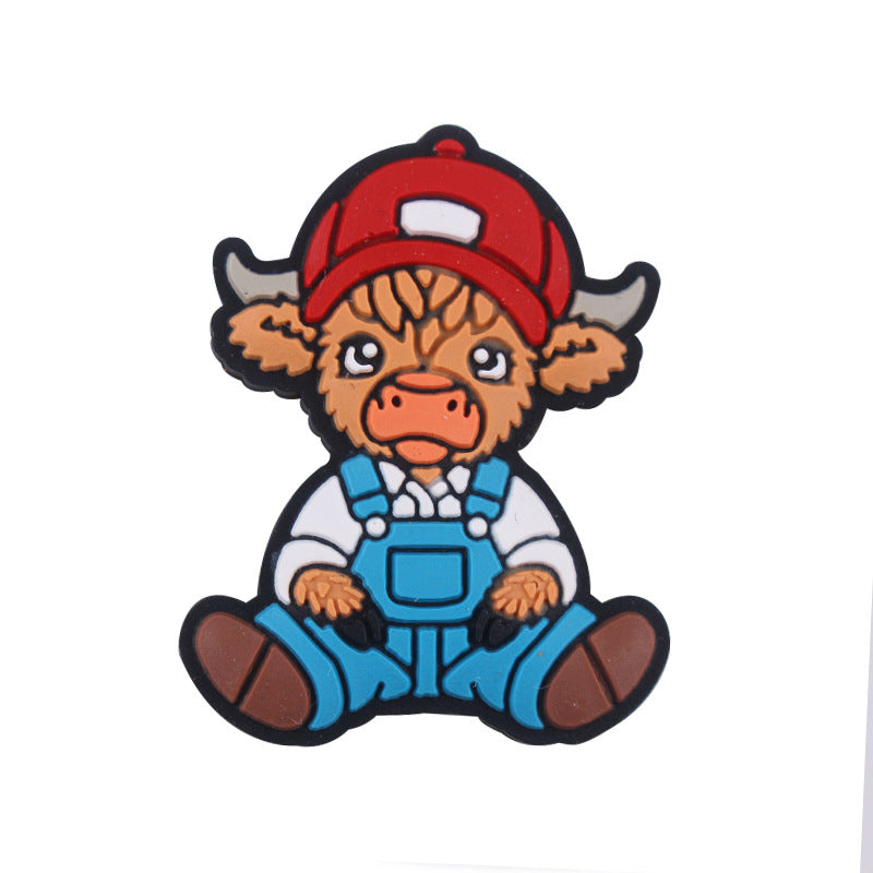 Wholesale 5pcs Cartoon Cow Silicone Focal Beads ACC-BDS-GuangTian035