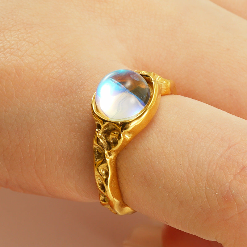 Wholesale  titanium steel luminous stone opening ring