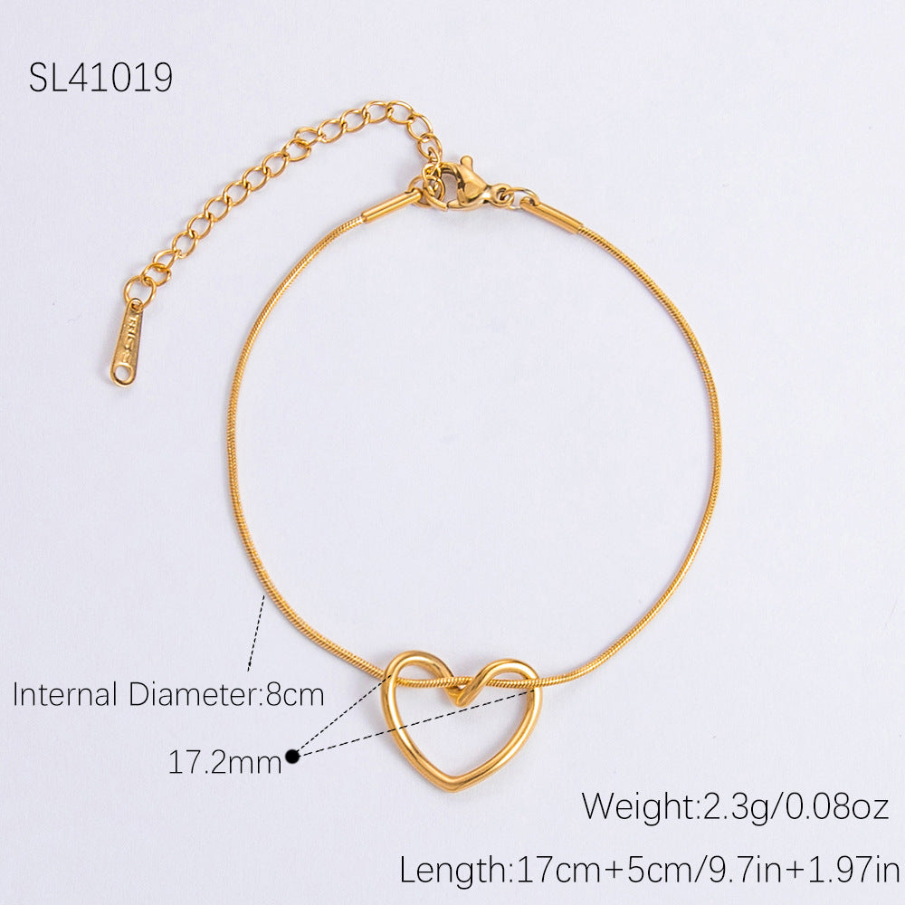 Wholesale Stainless Steel 18K Gold Love Heart Necklaces Bracelet Set ACC-NE-YuHui006