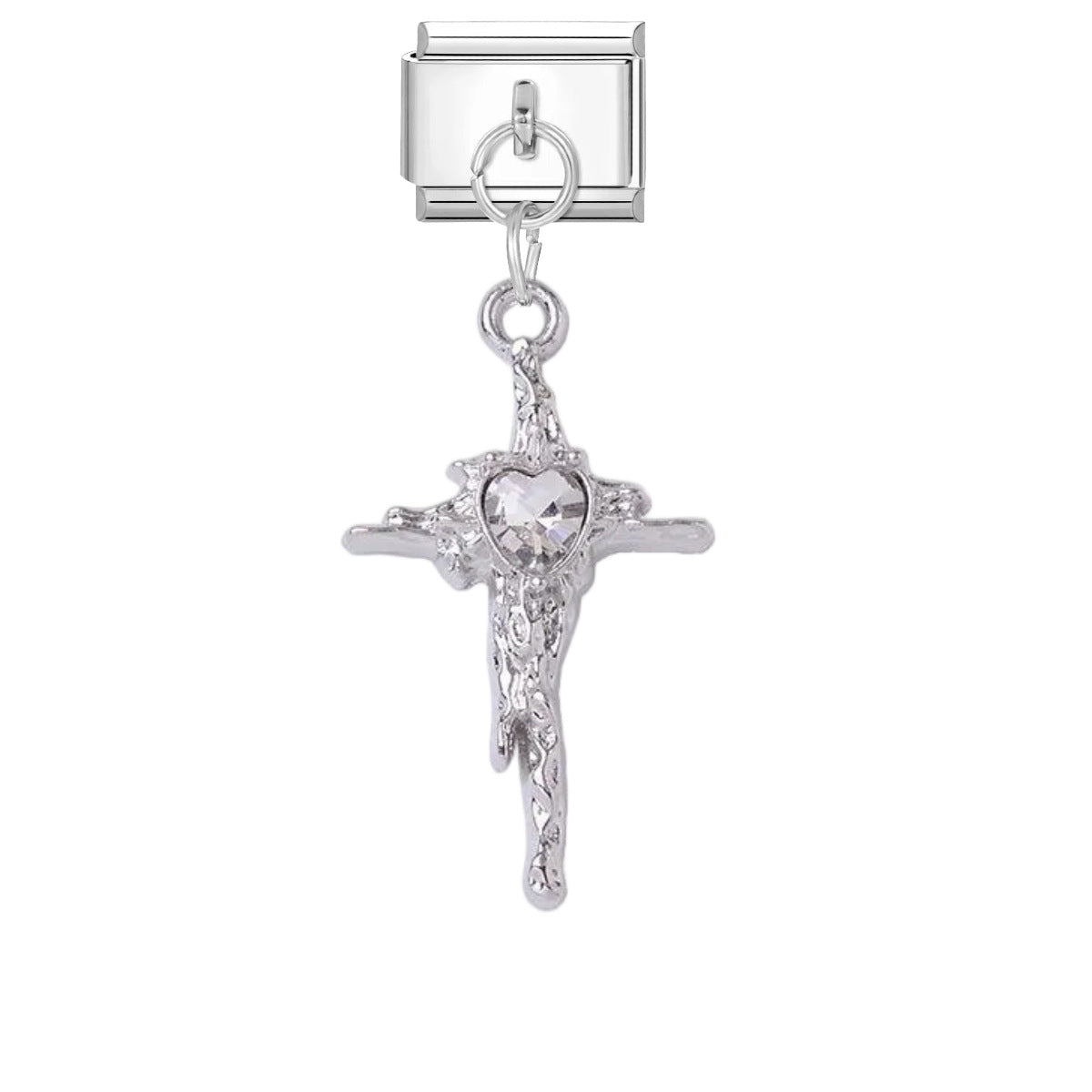 Wholesale Stylish DIY Charm Pendant for Bracelet Watch Strap - Titanium Steel Enamel Butterfly Cross Rhinestone Jewelry Accessory