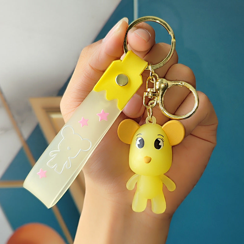 Wholesale Cartoon Crystal Bow Tie Bear PVC Soft Glue Keychains Creative Keychain ACC-KC-XinShu005