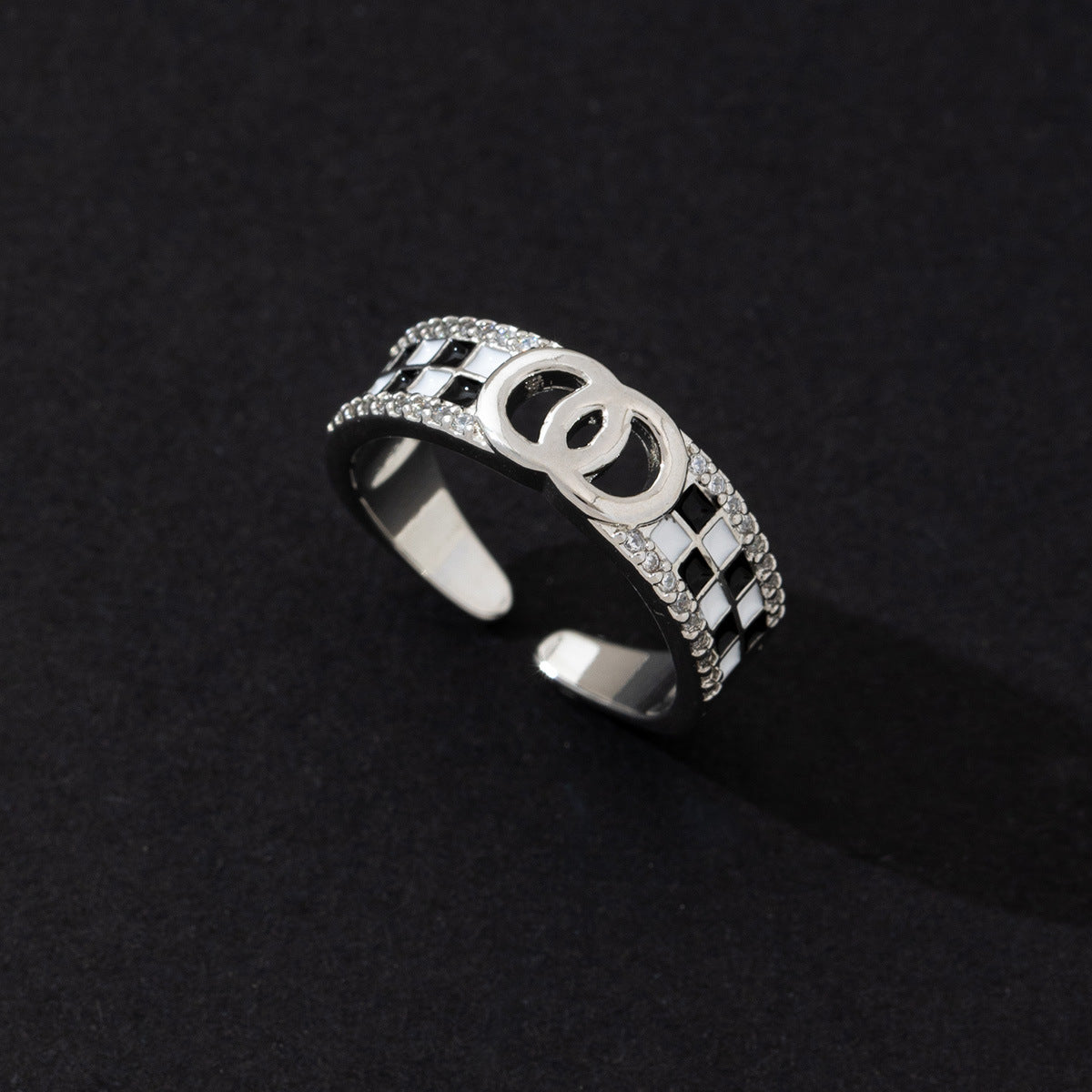 Wholesale Chic Geometric Zircon Ring For Women Gold Plated Copper Open Adjustable Band Fashion Accessory