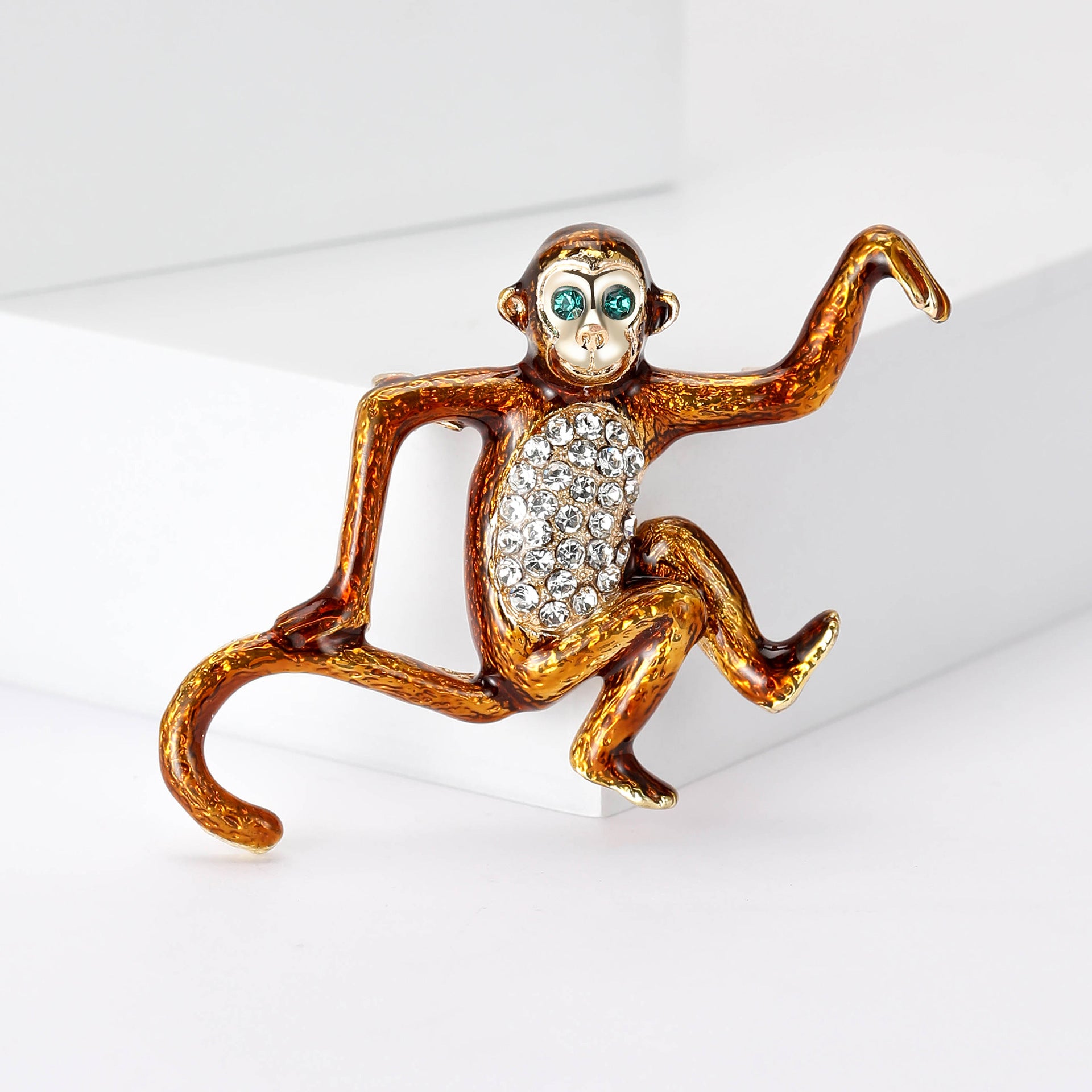 Wholesale Alloy Dripping Oil Monkey Brooch Fashion Animal Pin Casual Gift Accessory
