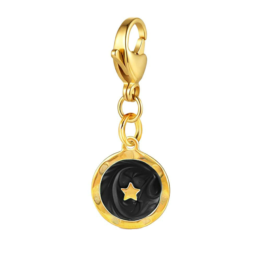 Wholesale Stainless Steel Electroplated Round Small Pendant with Lobster Clasp for DIY Jewelry Making