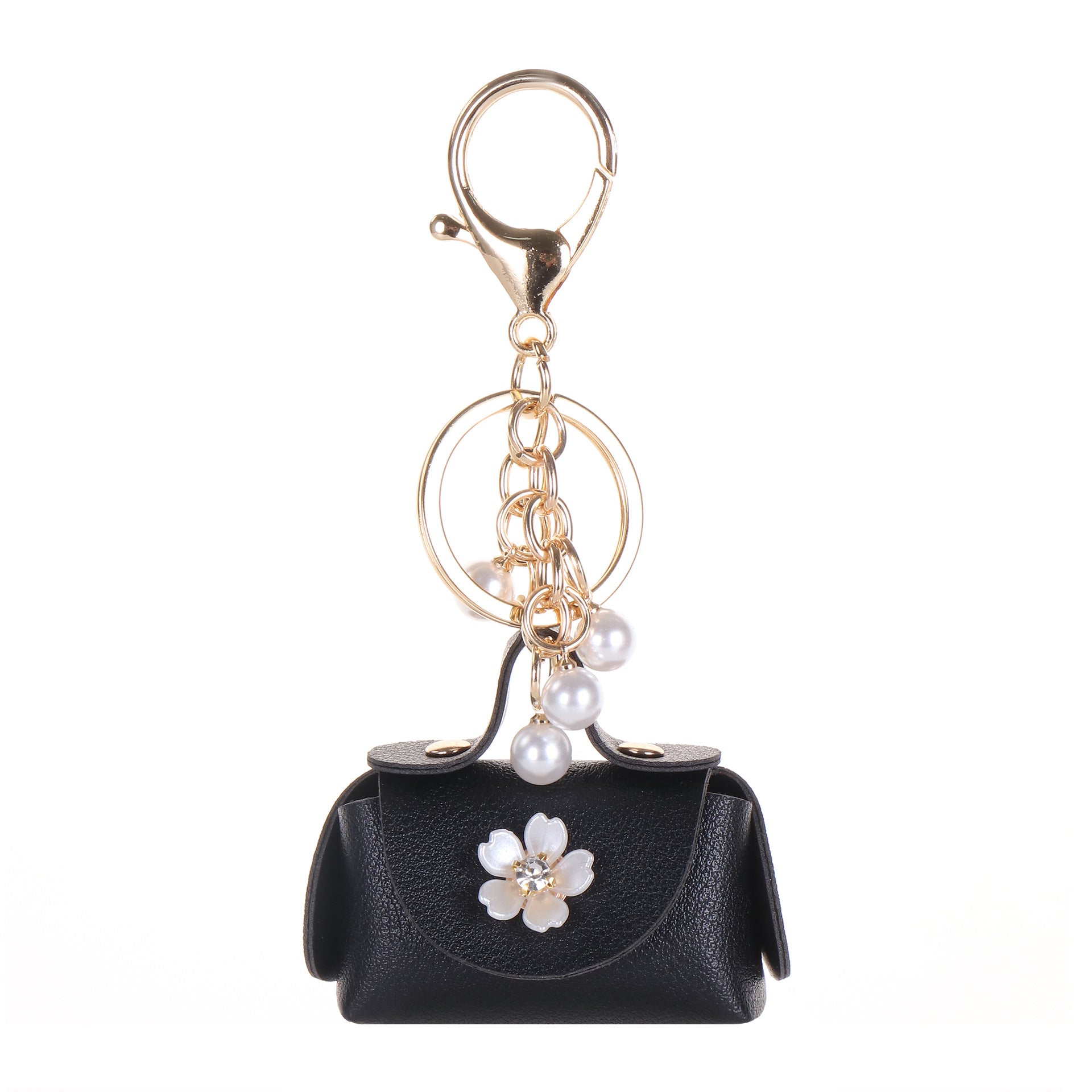 Wholesale Black Leather Keychain Coin Purse Korean Style Car Key Bag Charm Gift