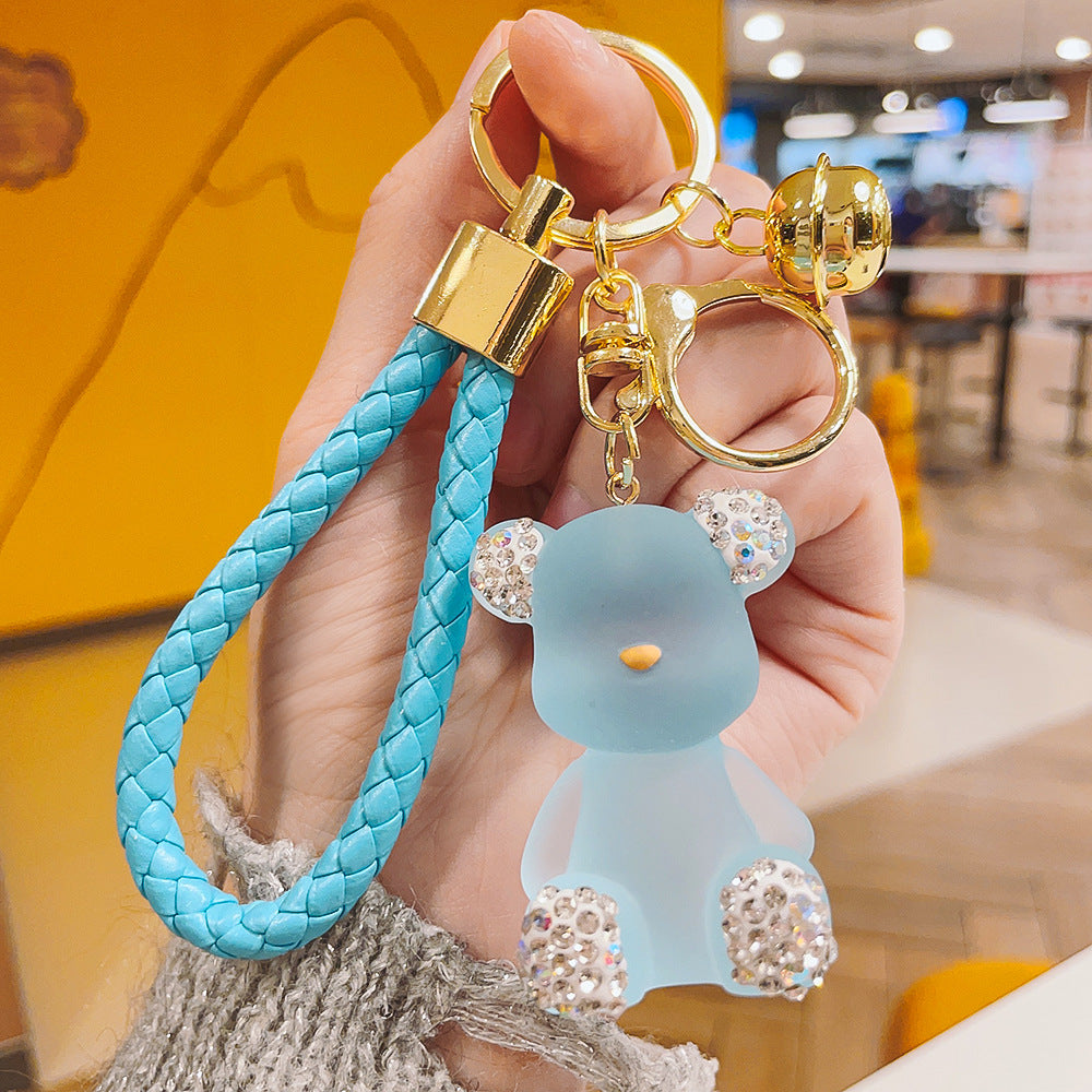 Wholesale Creative diamond doll jelly bear keychain exquisite car Diamond key chain