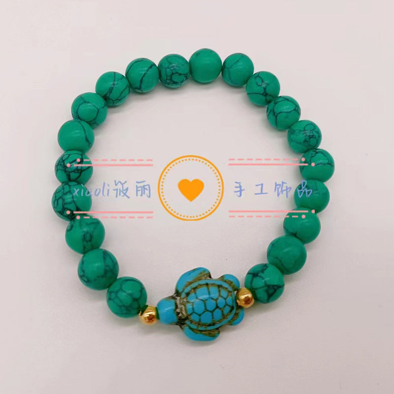 Wholesale Turtle Starfish Stretch Beaded White Turquoise Bracelet ACC-BT-Youl009