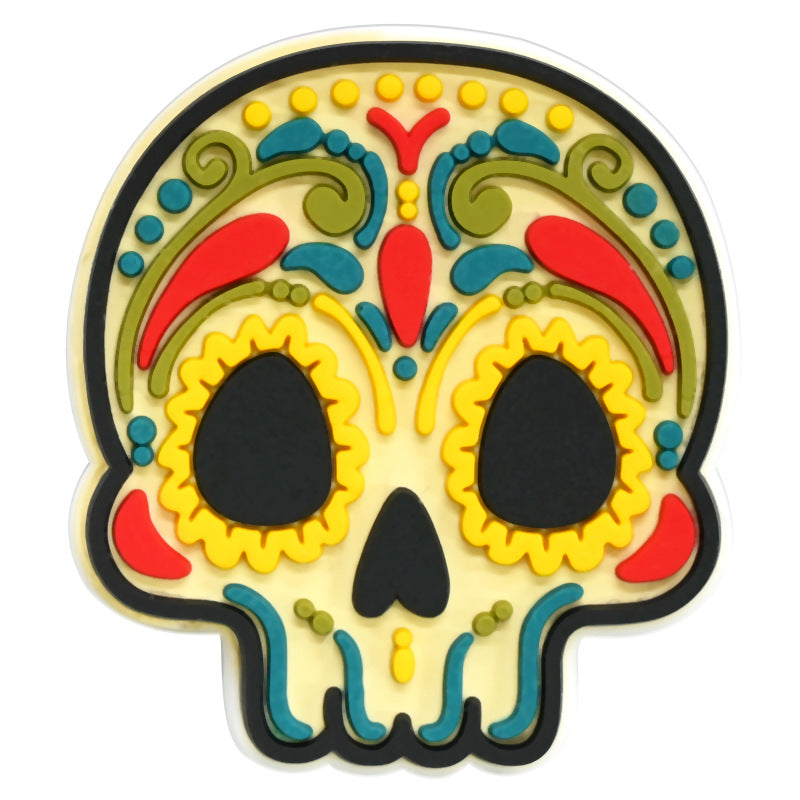 Wholesale Random 100pcs Day of The Dead PVC Soft Rubber Shoe Buckle Decoration ACC-SC-RYY075