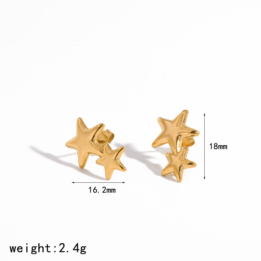 Wholesale Chic Star Heart Stud Earrings Colorful Diamond 18K Gold PVD Stainless Steel Fashion Accessory Party Gift