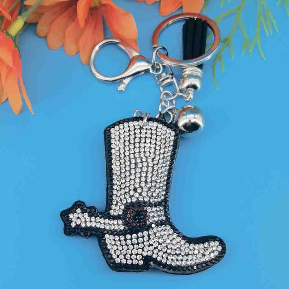 Wholesale 4pcs Zinc alloy rhinestone boot keychain