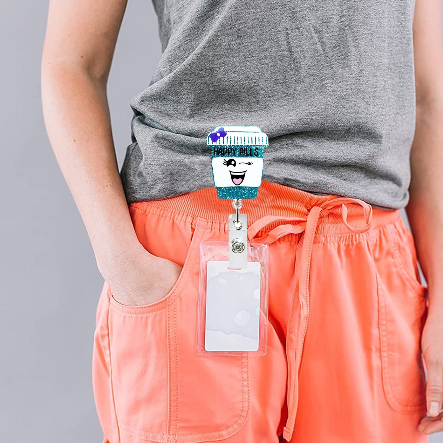 Wholesale Colored Medicine Bottle Medical Acrylic Retractable Badge Scroll Keychain Badge Reels ACC-KC-ChiHai005