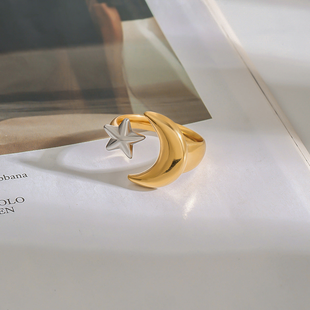 Wholesale  18K gold stainless steel gold and silver color  adjustable opening ring