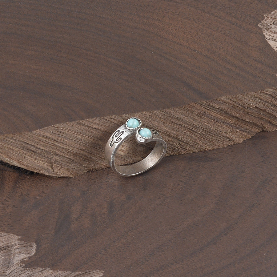 Wholesale Vintage Carved Cactus Adjustable Ring In Antique Silver Trendy Women S Jewelry Accessory For Everyday Wear