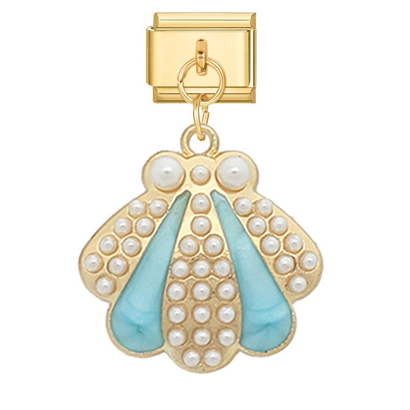 Wholesale Italian Charm Bracelet 9mm DIY Splicing Conch Shell Pendant Stainless Steel Composable Bracelet