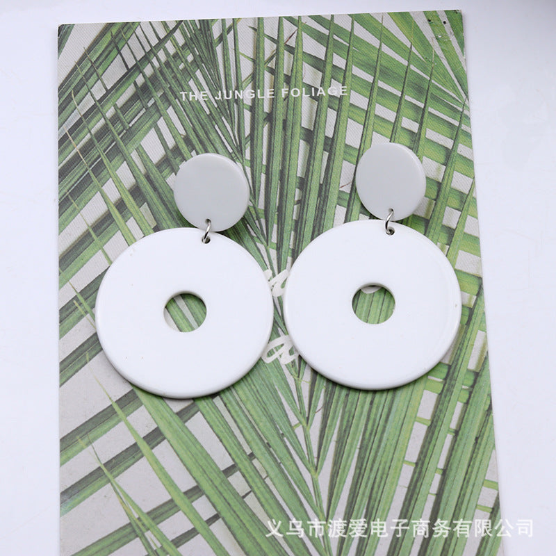 Wholesale  12-Color Round Cut Out Acrylic Earrings
