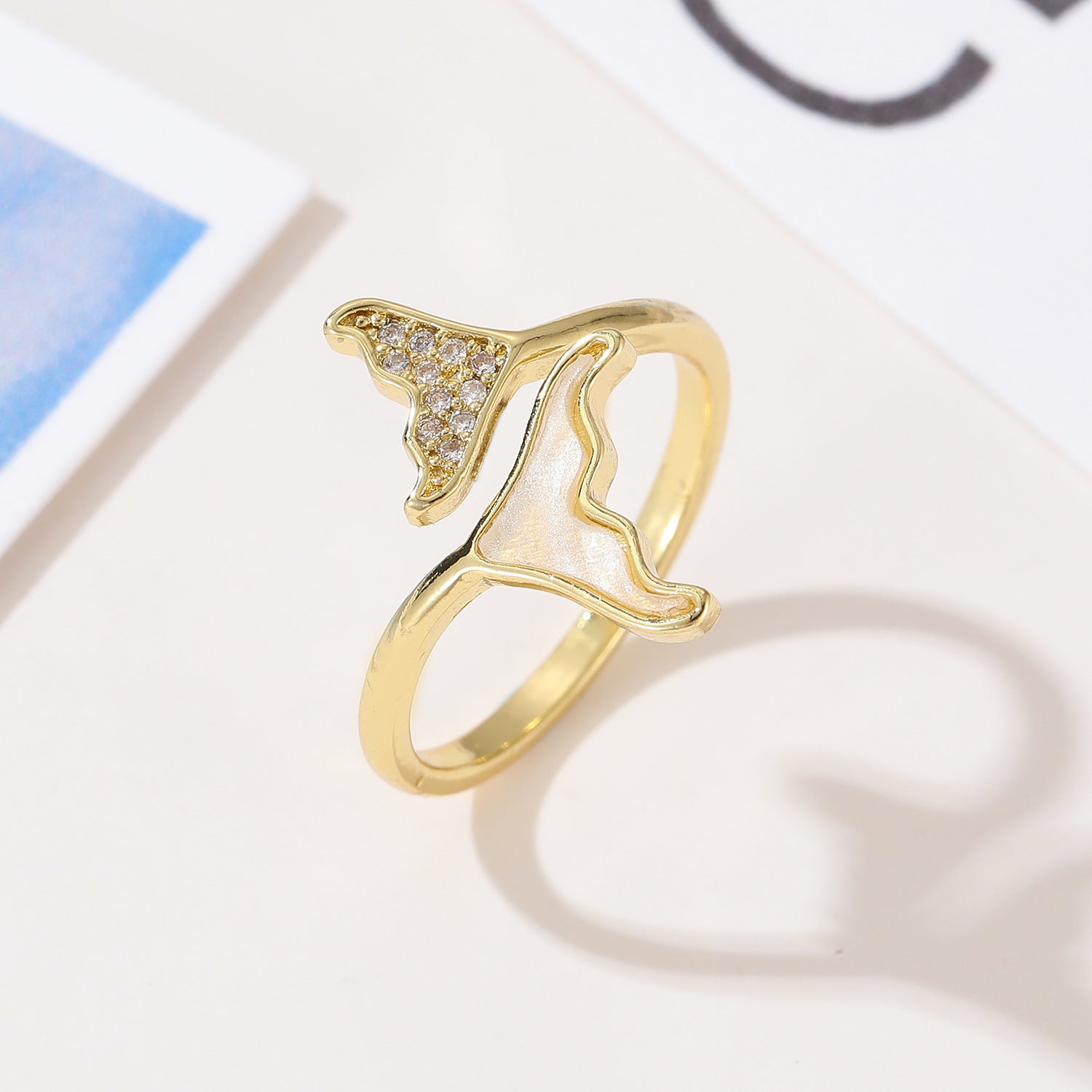 Wholesale  Mermaid Fishtail Stacked Ring Opening Ring