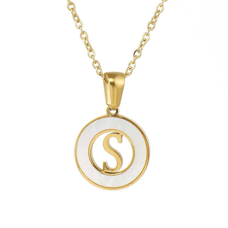 Wholesale hollow Stainless Steel metal 26 English letter necklace