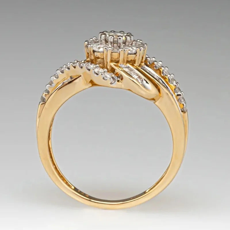 Wholesale Stylish Geometric Gold Tone Women S Alloy Ring Fashion Jewelry Accessory