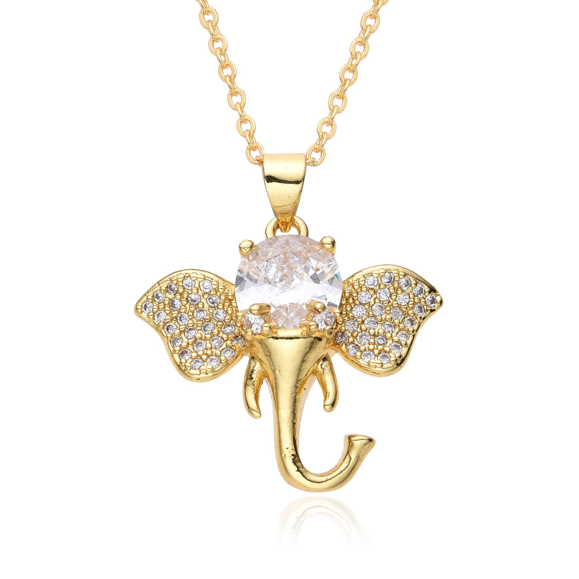 Wholesale  personalized creative copper gold-plated micro-inlaid colorful zircon dinosaur pendant necklace