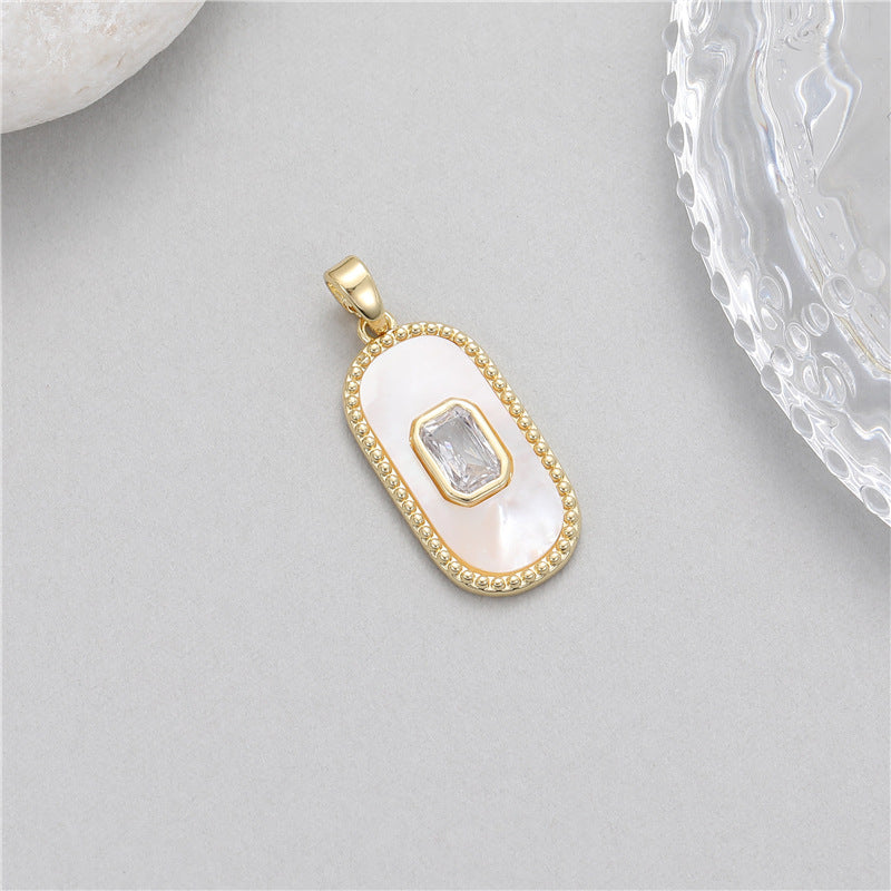 Wholesale Copper Pendant Inlaid with Turquoise Zircon and White Mother-of-Pearl