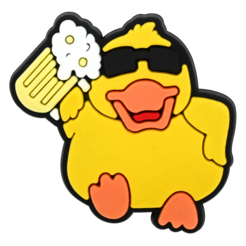 Wholesale Random 100pcs Cute Little Yellow Duck  PVC Soft Rubber Shoe Buckle Decoration