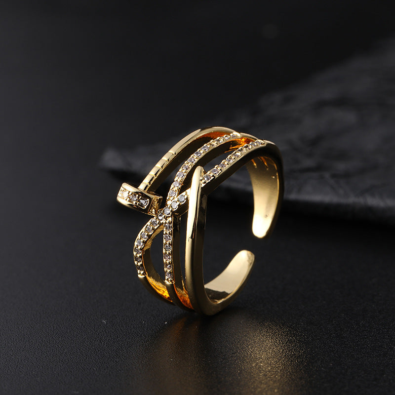 Wholesale Vintage Snake Design Copper Zircon Open Ring Trendy Women S Jewelry Accessory Gift