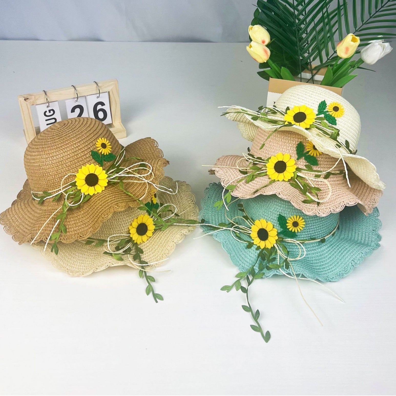 Wholesale  Straw Hat  Sunflower Bucket Hat