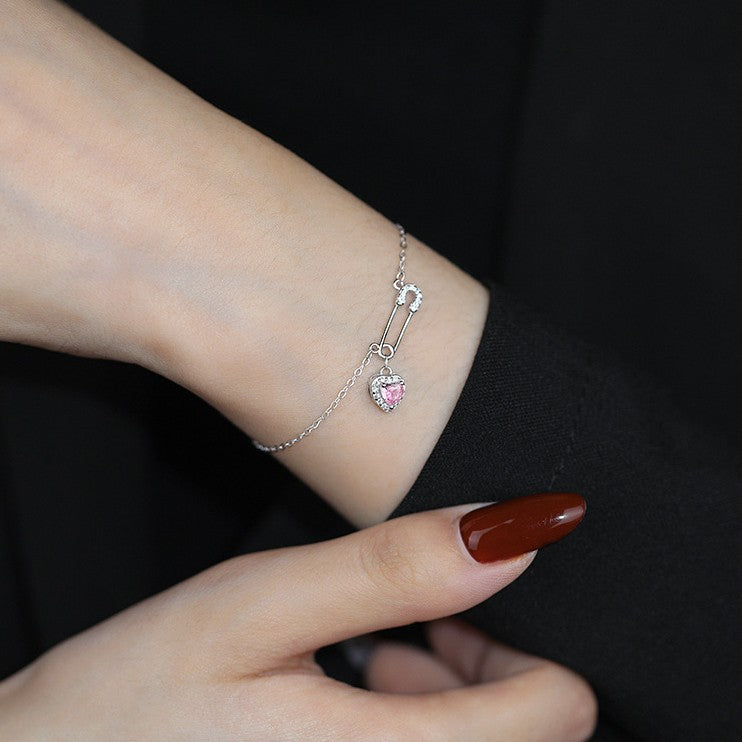 Wholesale Run Princess Heart Zircon Paperclip Necklace Layered Collarbone Chain Fashion Accessory Gift For Women